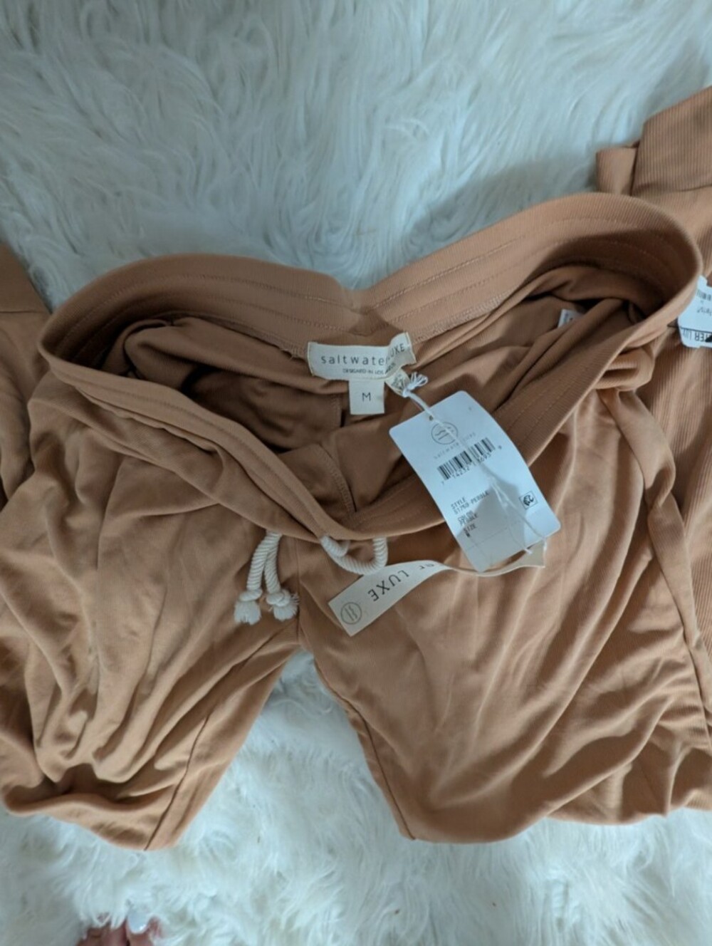 Saltwater Luxe Drawstring Sweatshirt Hoodie in Camel